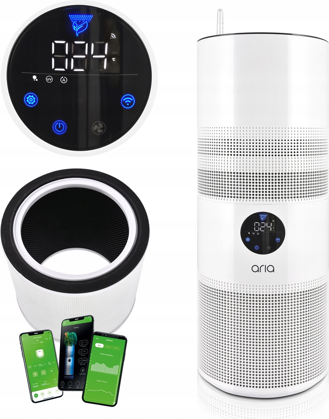 Luftreiniger Mateko Aria 5-Stufig: Hepa, Uv, Ionisierung, Wifi