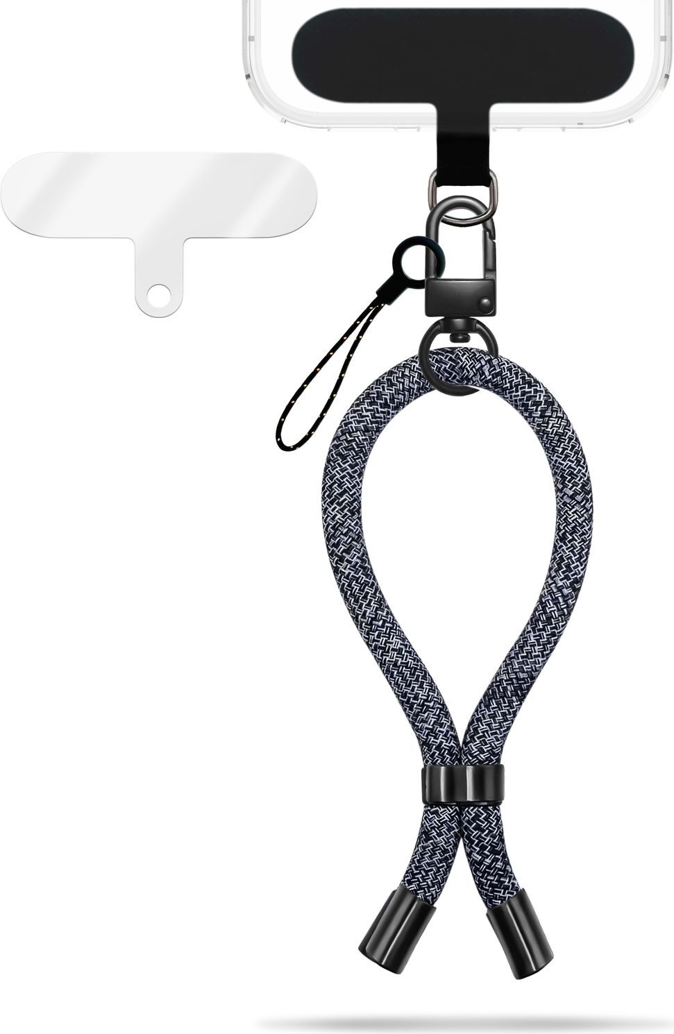 Wristy Edition - univerzálna retiazka na mobilný telefón - remienok na zápästie s kovovou karabínkou - Denim Waves