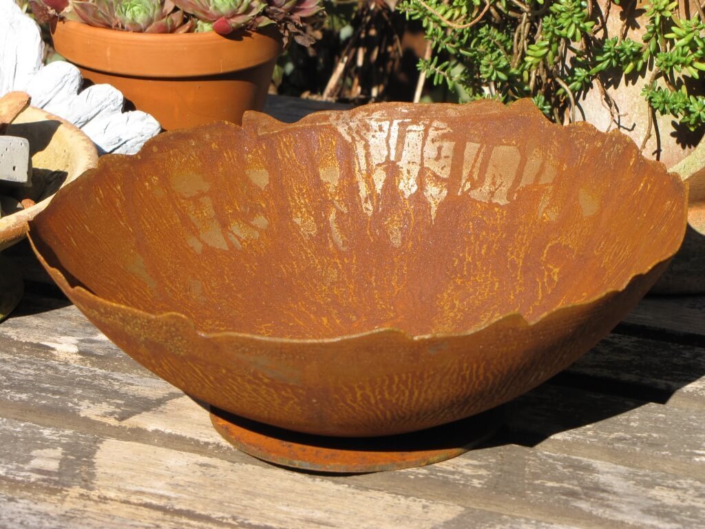 Saremo Edelrost Dekoschale Riffle 27 cm - 40 cm Schale Riffle - 40 cm