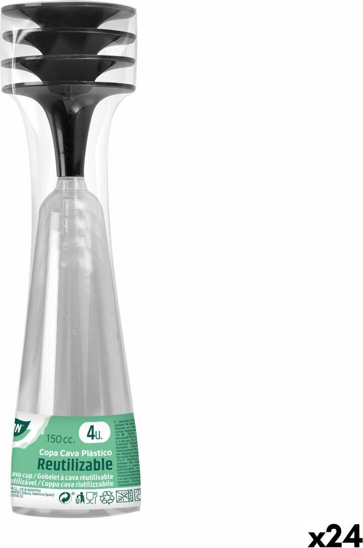 Wiederverwendbare Sektgläser Algon Black 24 Stück 150 ml (4 Stück)