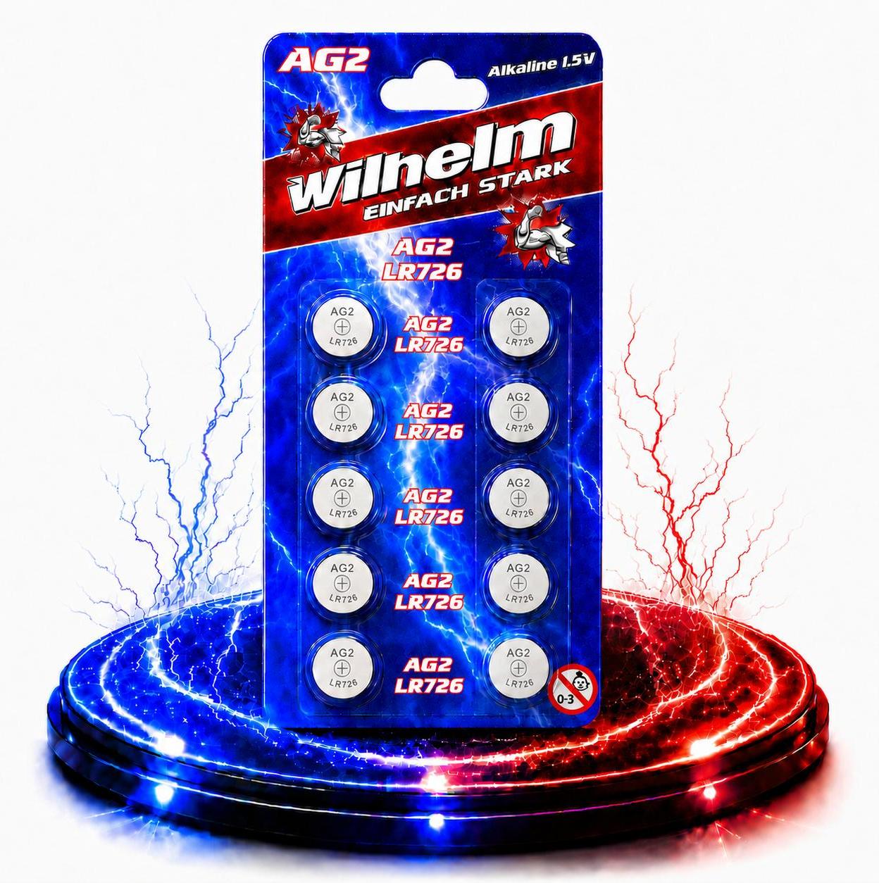10 AG2 Wilhelm Cell Knopfzellen Knopfbatterien Uhrenbatterien LR726 LR59 196 396 1,5V