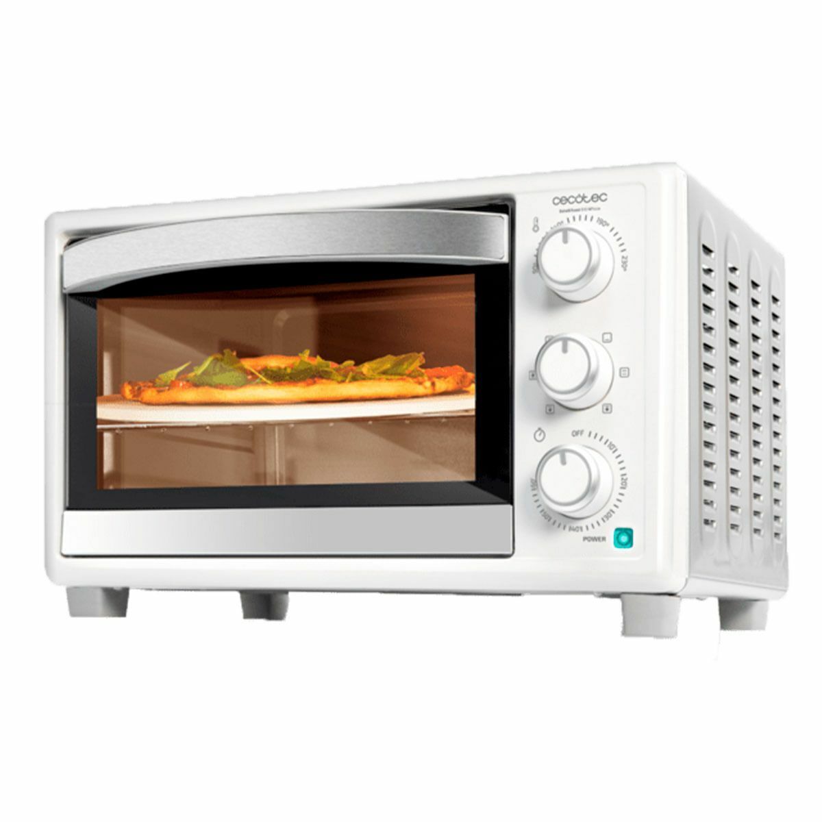 Cecotec stolová rúra na pečenie a opekanie 2600 White 4Pizza, 26 l, 15500 W, vrátane kameňa Pietra na pizzu pre tradičné výsledky, 6 funkcií, podnos na omrvinky.