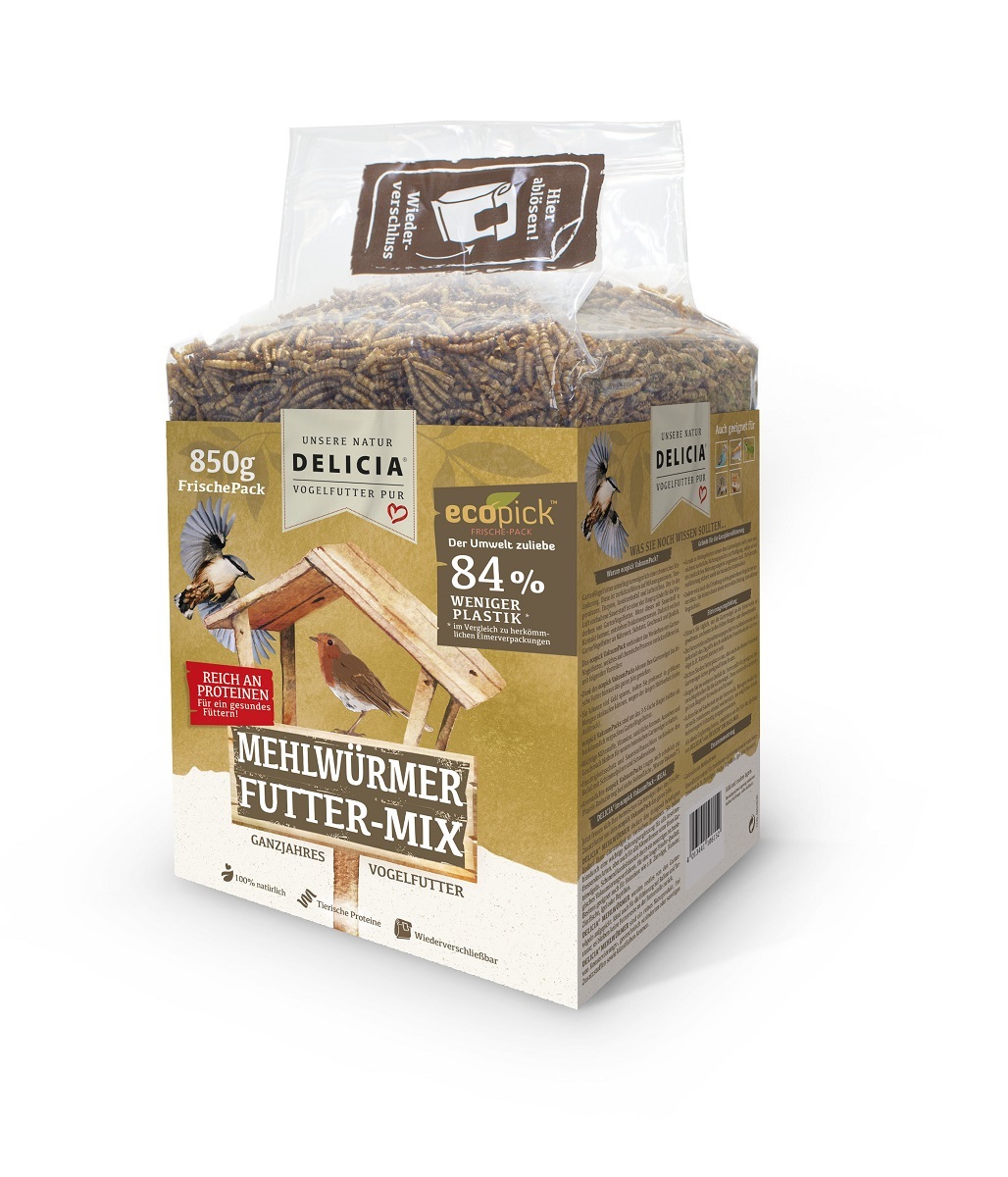 DELICIA Mehlwürmer Futter- Mix 850g Vogelfutter Wintervogelfutter Gartenvogelfutter FD-00140