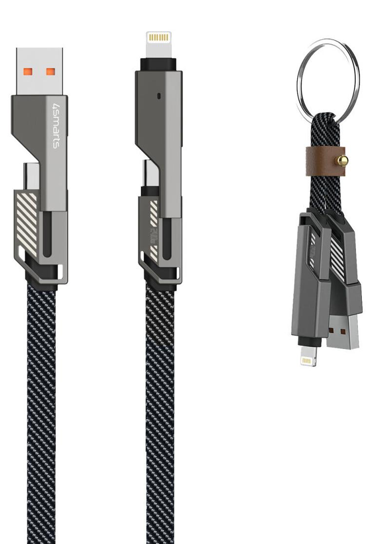 4smarts 541456, 1,5 m, USB A/USB C, USB C/Lightning, Grafit