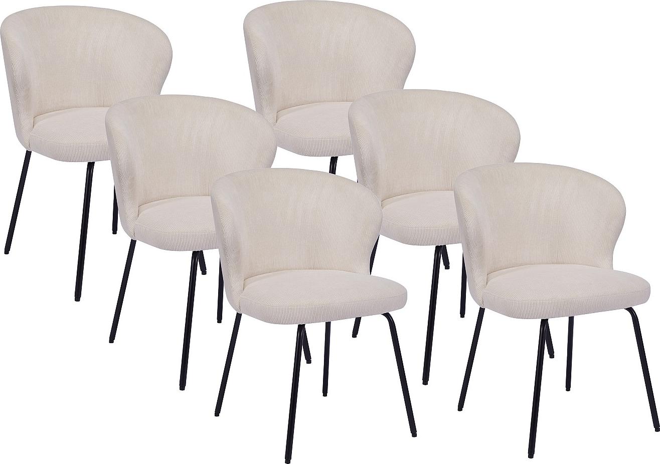 Vente-unique Set von 6 Stühlen in Kord und schwarzem Metall - Creme - RELIOZA