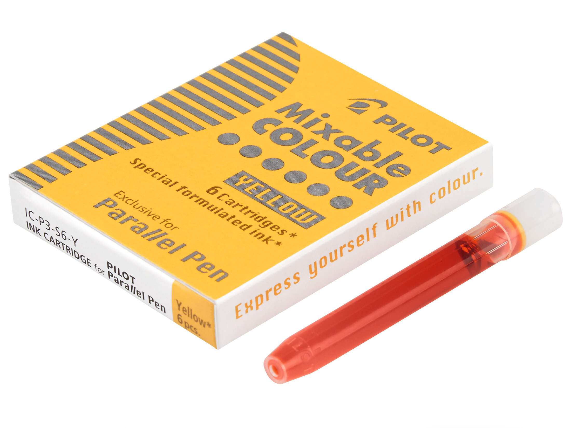PILOT Parallel Pen Tintenpatronen 6er Set – für Kalligraphie, Farbe Gelb