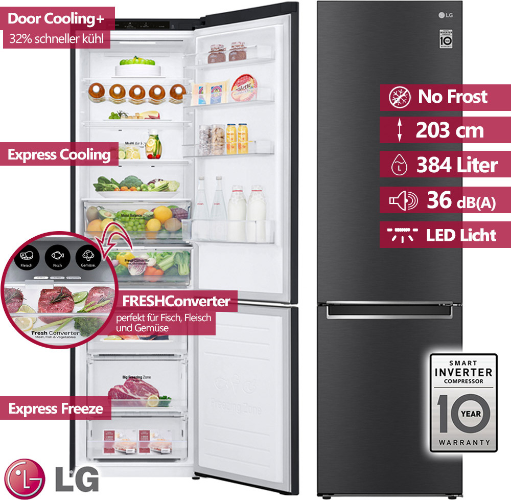 LG GBB62MCGGN Kombinovaná chladnička s mrazničkou 203 cm