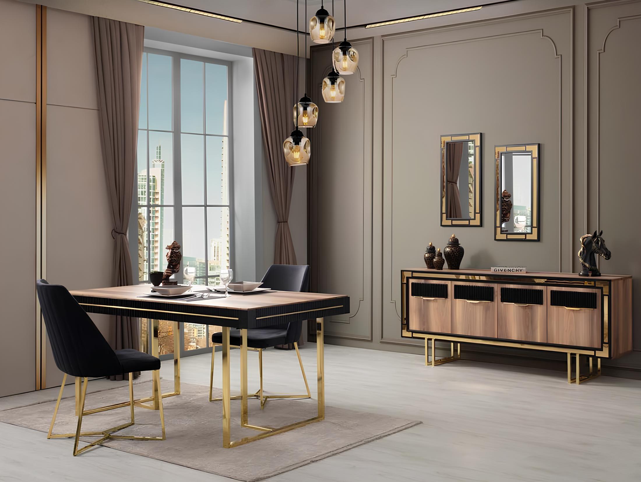 AEA Esszimmermöbel Esstisch Braun 2tlg Anrichte Esszimmertisch Holz Tisch