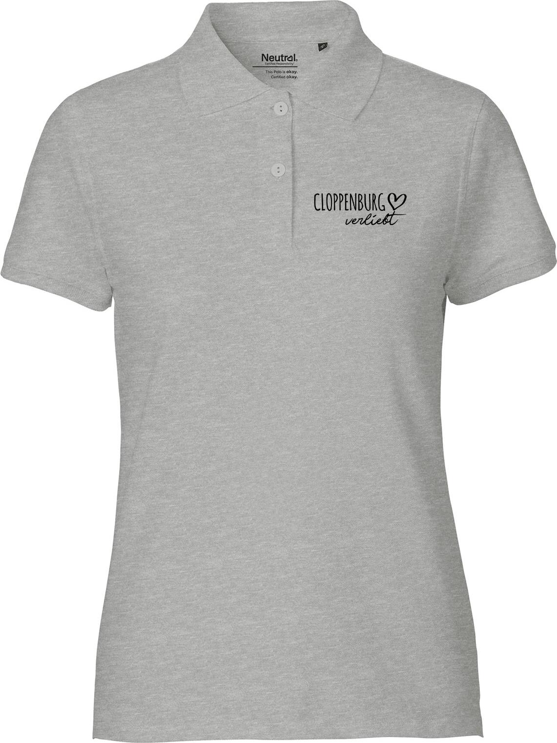 Hellweg Druckerei Huuraa Damen Polo Shirt Cloppenburg verliebt XXL Sport Grey Bio Baumwolle Fairtrade Poloshirt Geschenkidee 5399DP-XXL-SGREY