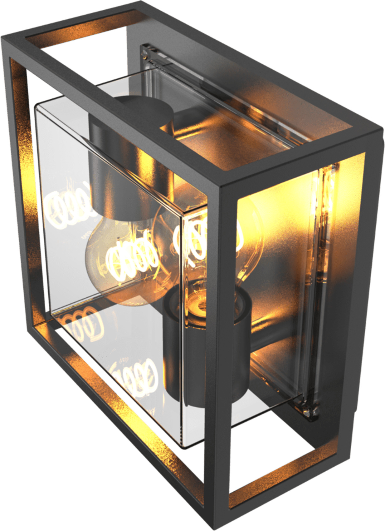 Calex Bologna Wandleuchte, für Außen & Innen, 2x E27 Fassungen, Aluminium, wasserdicht, Schwarz 4301001400