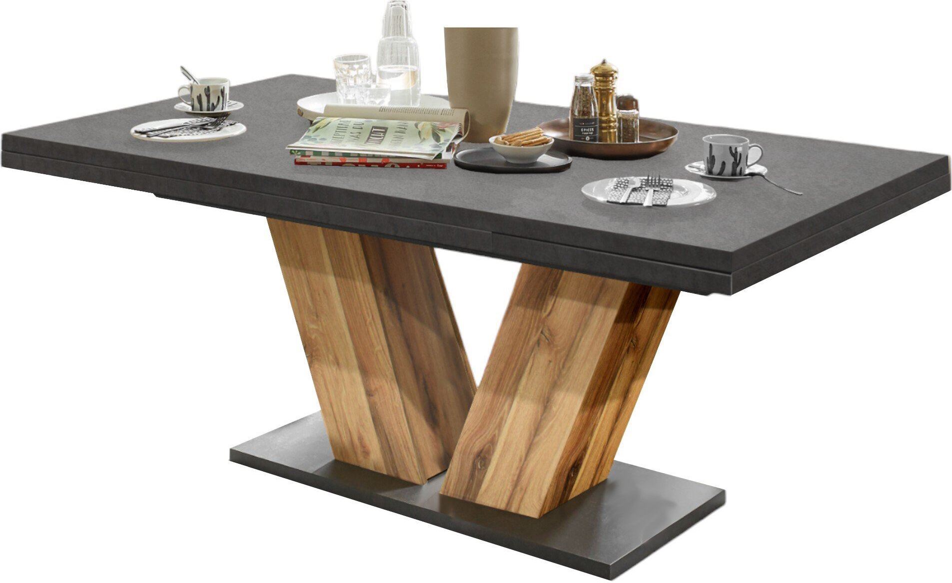 Esstisch ausziehbar Elena 180x90x76 Plankeneiche/Graphit 13995-180