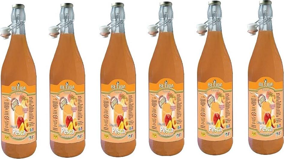 Sciroppi 6x Bevida Sciroppo di Pesca Pfirsichsirup Sirup Glasflasche 1Lt Ideal für Getränke, Eis und Matsch EL-08OI-5Y0C