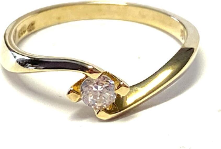 Edelschmiede925 toller Gelbgoldring 333/- poliert mit Zirkonia weiß #56 Edelschmiede925-35935