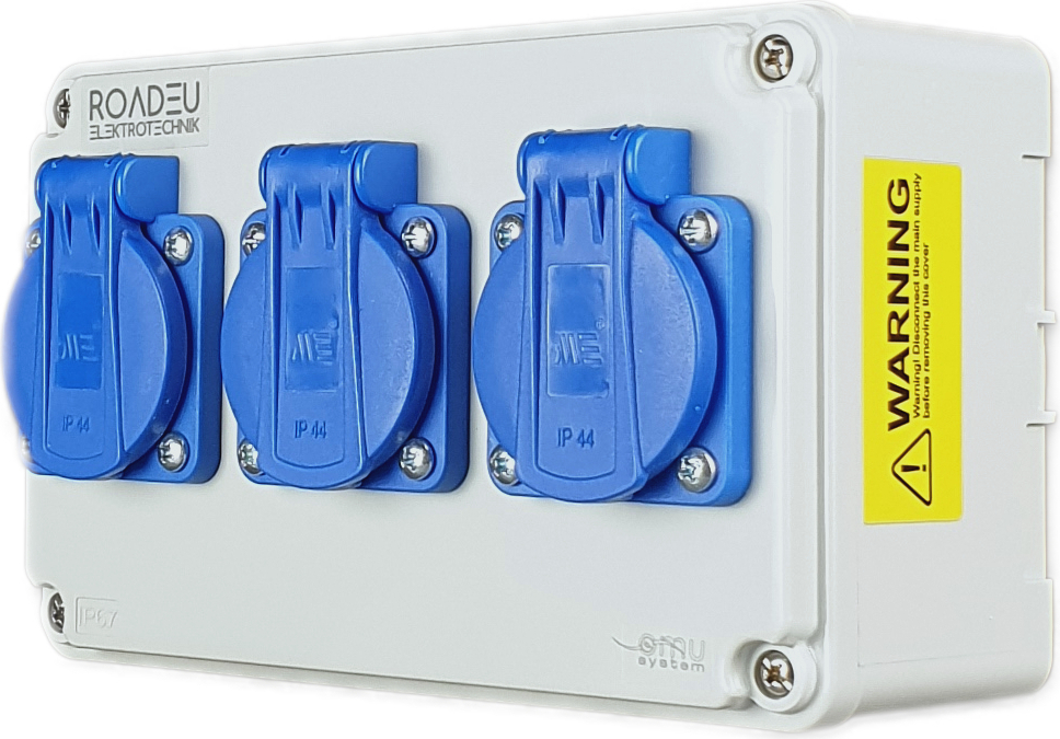 RoadEu Steckdosenverteiler IP67 - 3x Schuko 230V Wasserdicht Für Innen & Außen