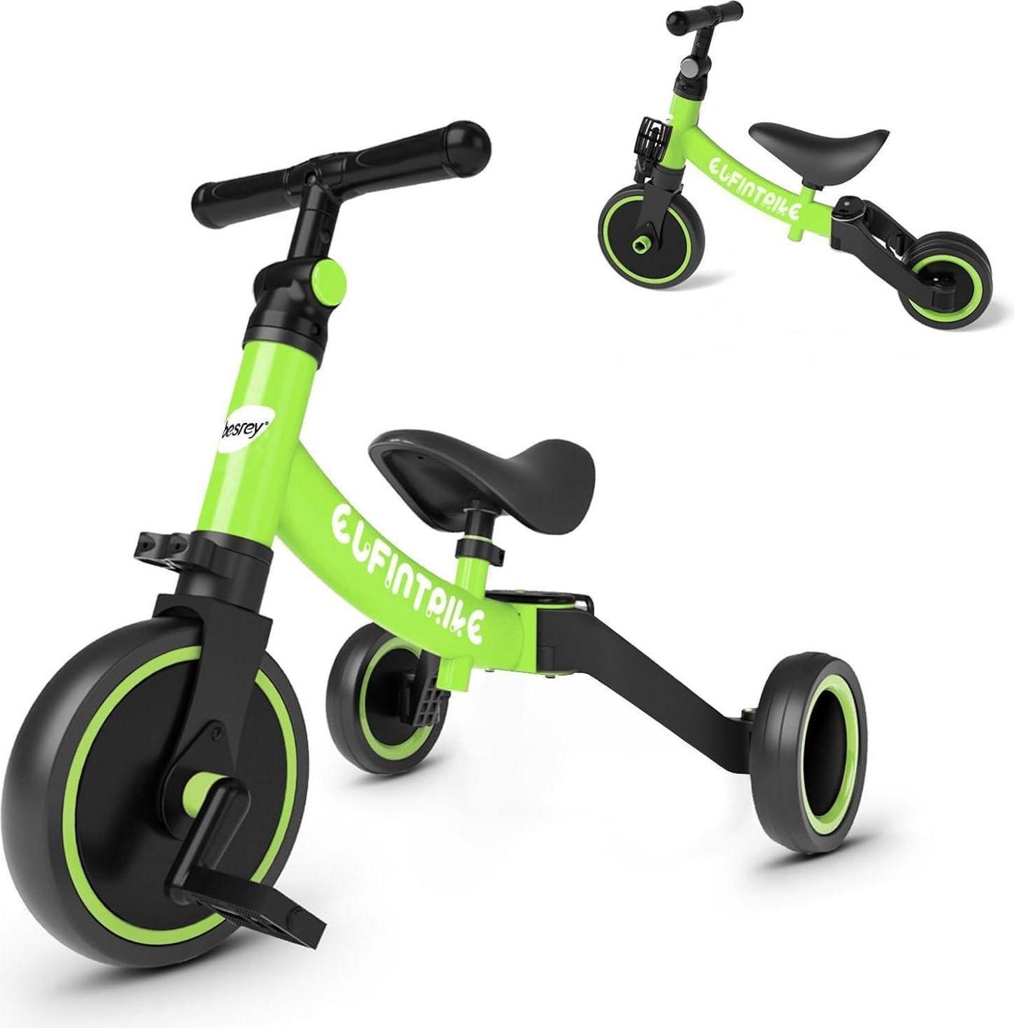 Sonstige besrey 5-in-1 Kinder Laufrad Dreirad Lauffahrrad Grün 1-4 Jahre - Sicher Robust Verstellbar