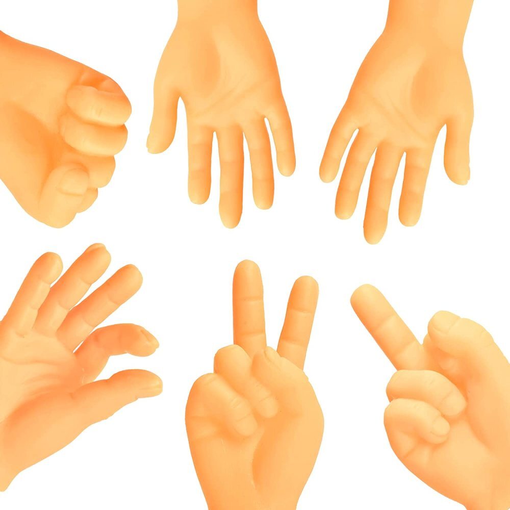 Set Di 5 Mini Mani In Vinile: Mano Normale, Vittoria, Pugno, Dito Medio – Per Giochi, Burattini, Gag, Costume Halloween
