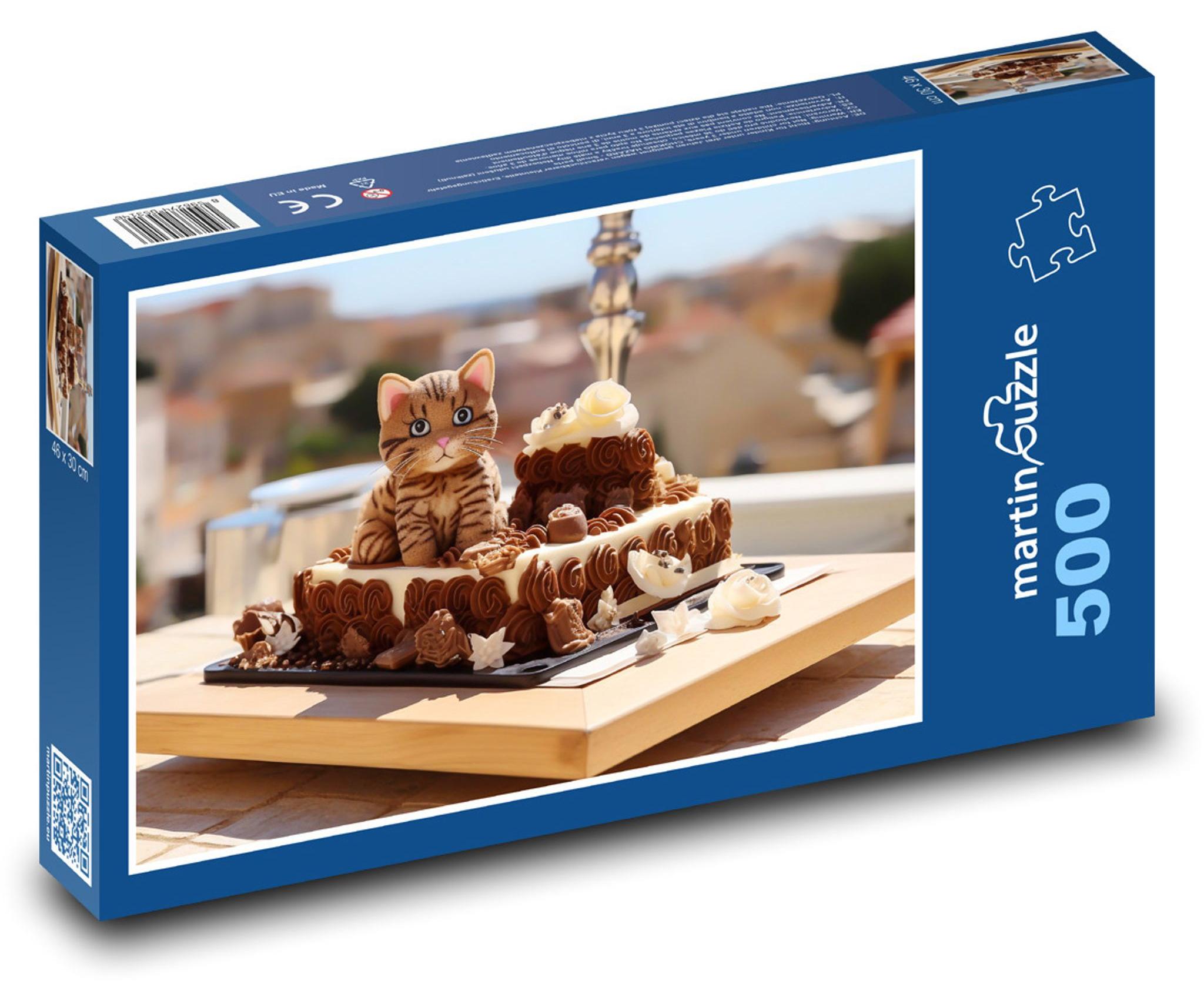 MCprint Puzzle 500 Schokoladenkuchen mit Katze - martinpuzzle