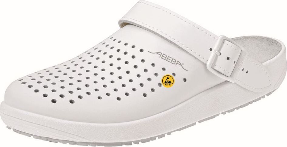 ABEBA ESD Hausschuhe Arbeitsschuhe Berufsschuhe rubber Clog weiß 5300 Gr,´. 44 5300/44
