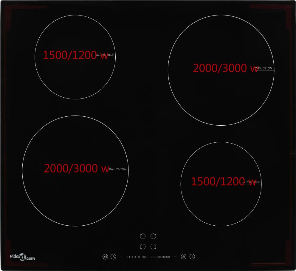 indukčná varná doska vidaXL so 4 platňami Dotykové ovládanie Sklo 7000 W