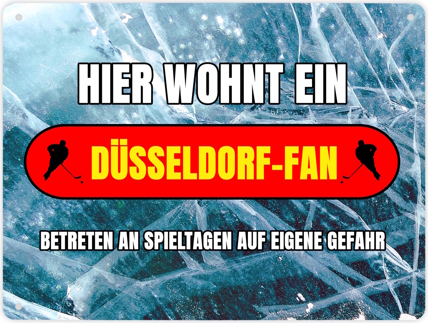 speecheese Hier wohnt ein Düsseldorf-Fan Metallschild XL in 21x28 cm mit Eishallen