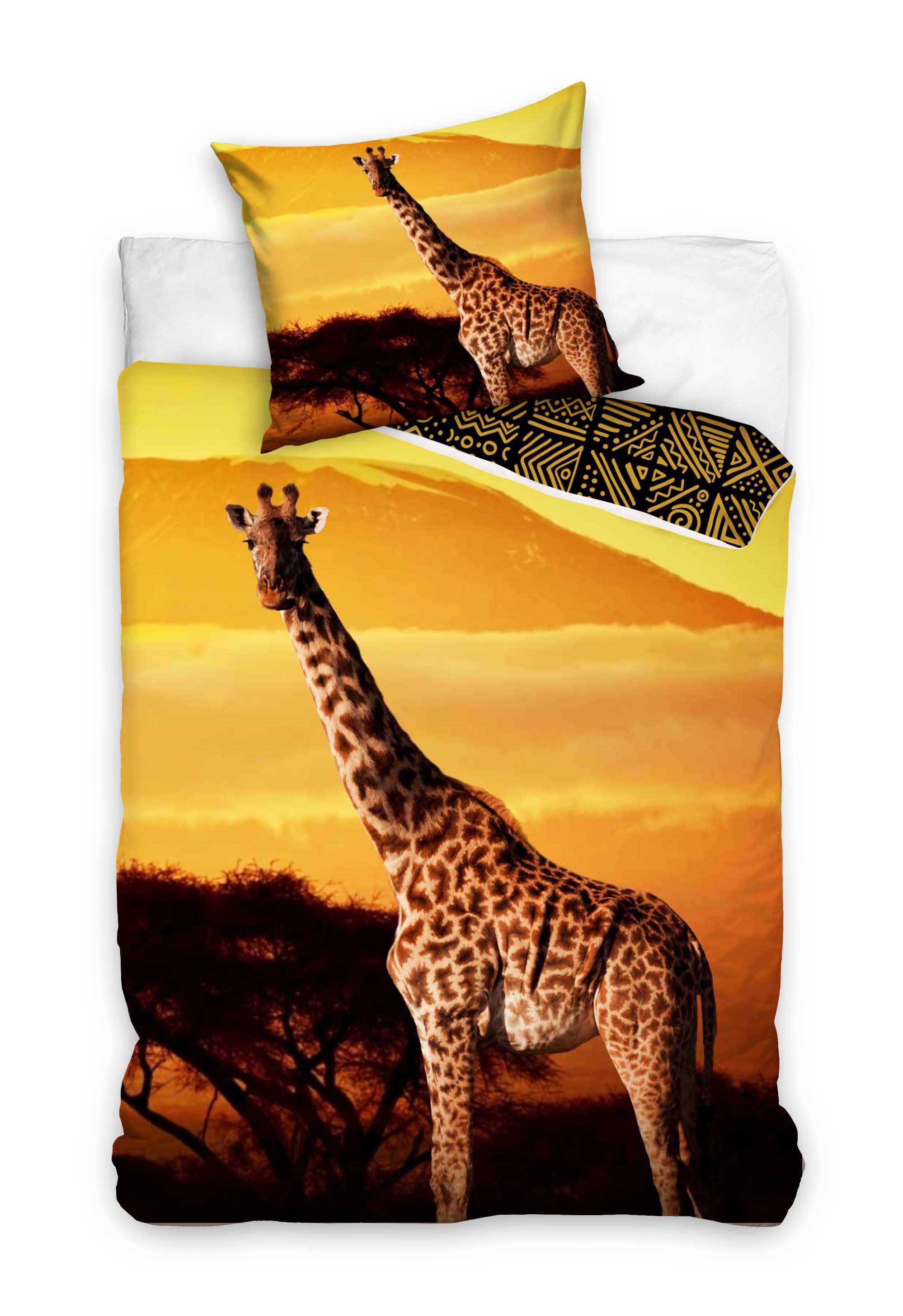 4 teilige Bettwäsche 155x220 cm Afrika Giraffen Übergröße Microfaser Garnitur 