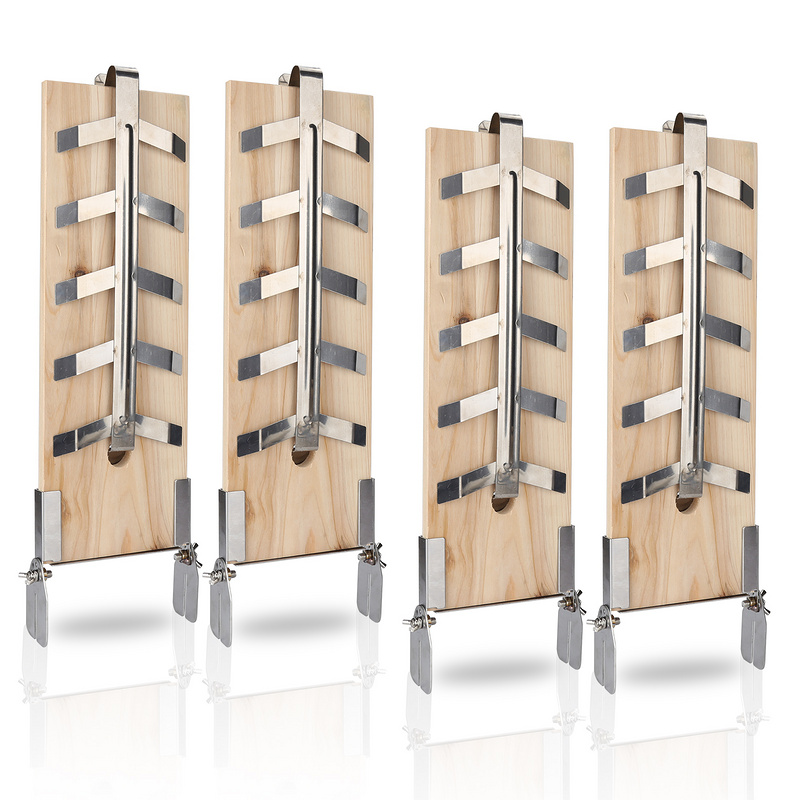 SWANEW Flame Salmon Board Set of 4 Rustic Smoking Board Drevené dosky Držiak z nehrdzavejúcej ocele