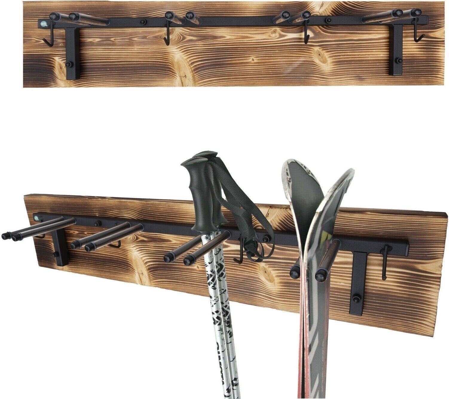 QLS Schuhhalterung Wand Skihalter für 2 Paare 64 cm Nordic Walking