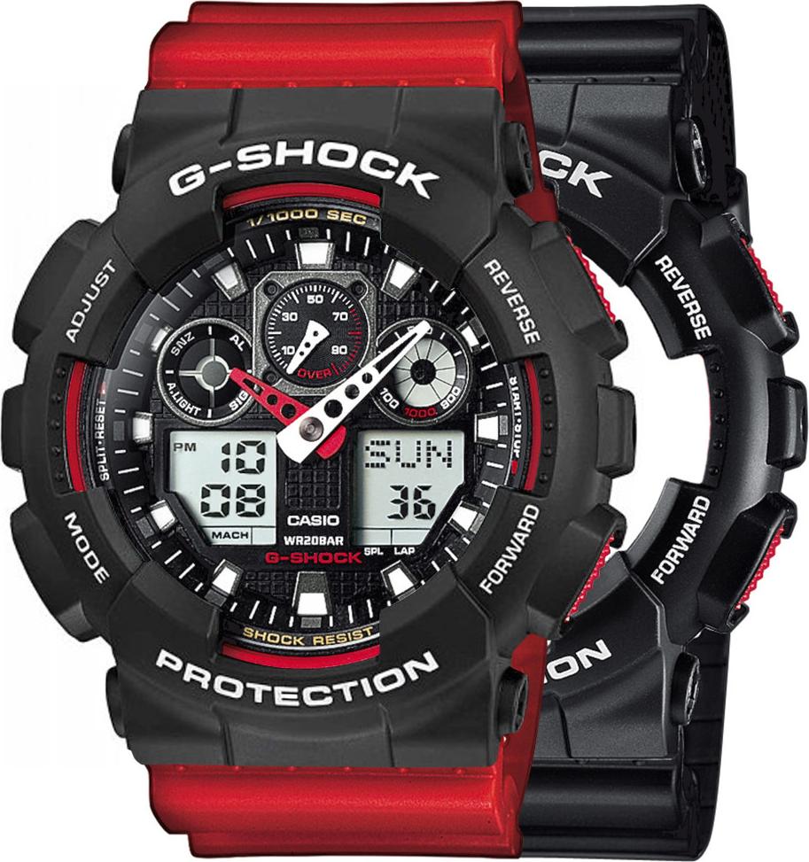 Hodinky Casio G-Shock SET GA-100-1A4ER + BEZEL 10508136 + BAND 10395226 20BAR