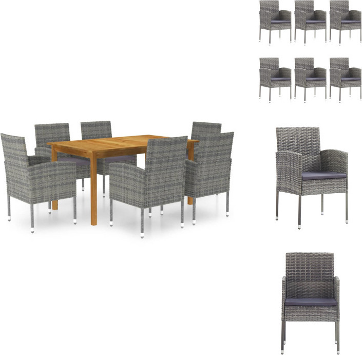 vidaXL 7-dielny záhradný jedálenský set sivý - Záhradné nábytkové zostavy