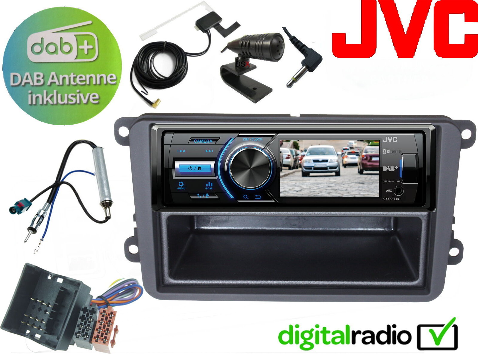 DSX JVC TFT Bluetooth DAB+ USB Radio Antenne inkl passend für VW Golf 6 VI Bj 08-14 KDX561DABvwgolf6