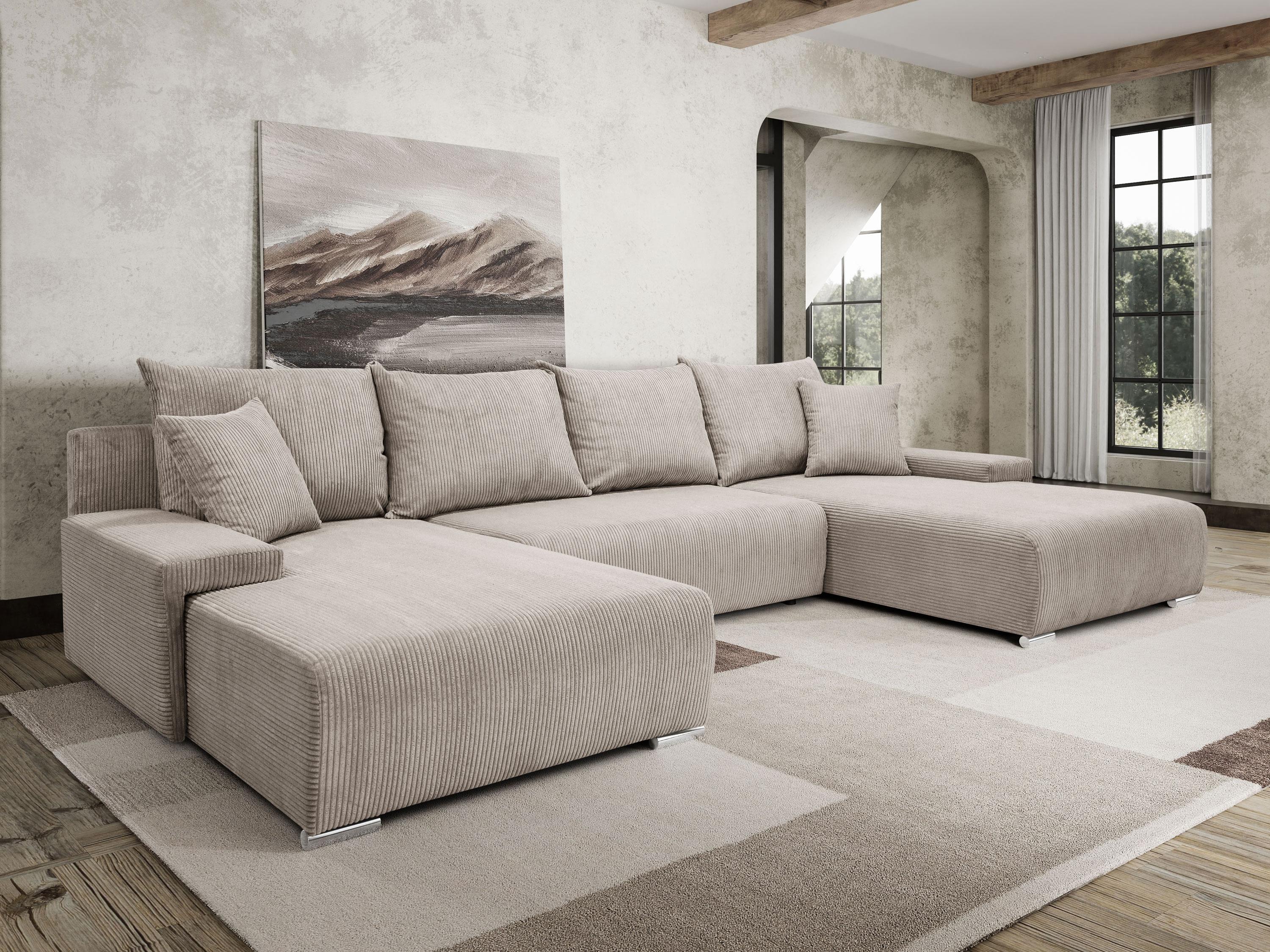 Kaiser Möbel Ecksofa, Sofa U form, Couch U form Livorno U stoff Poso Beige