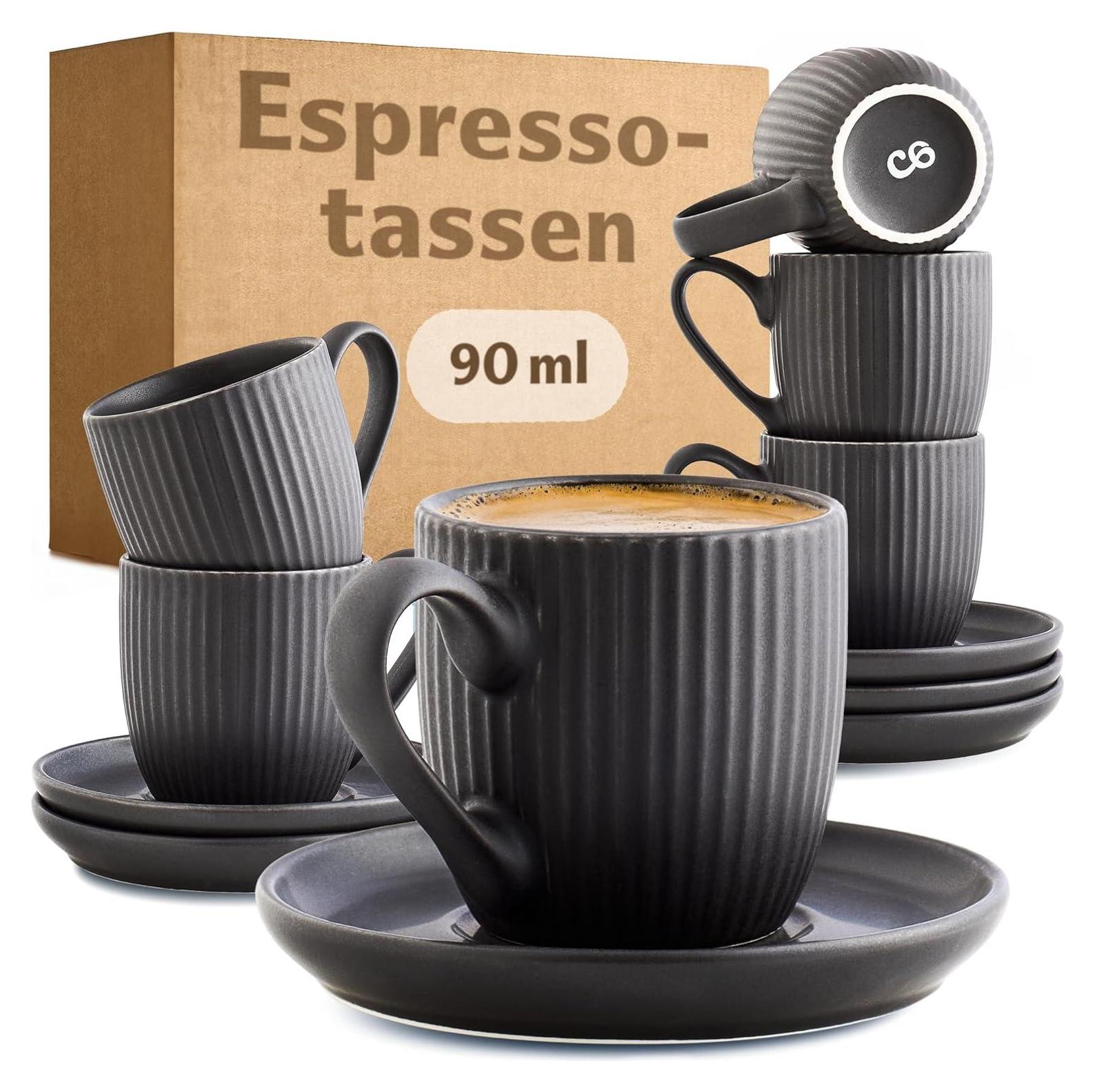 Espressotassen Schwarz Matt 6er Set Espressotassen