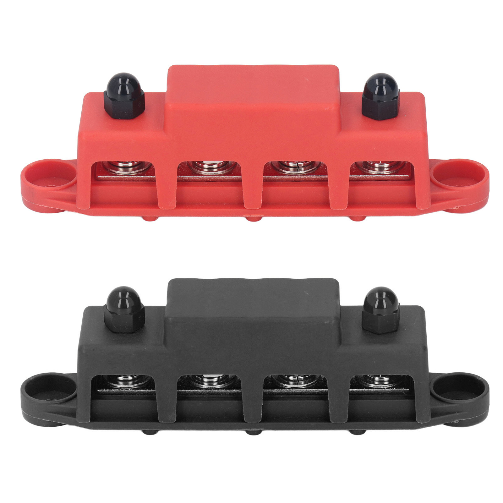 Cocosity 2Pcs Stromverteilungsblock M8 Schraube 4 Terminal Bus Bar DC 48V 250A für Auto Boot
