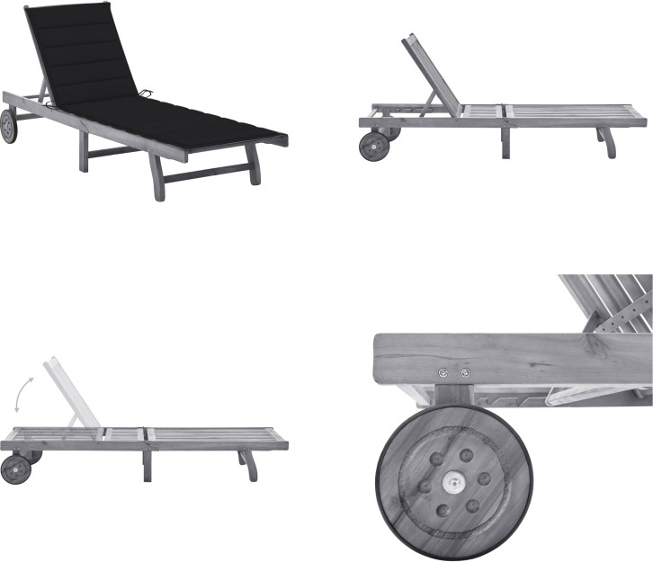 vidaXL Lehátko s vankúšom sivé akáciové masívne drevo - Lehátko - Lehátka - Drevené ležadlo - Drevené ležadlá