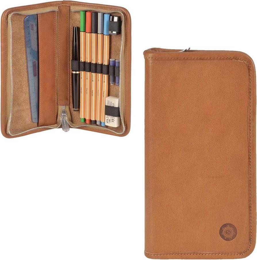 Sonnenleder Schüleretui Stifteetui Federtasche Leder NIETZSCHE Stiftetui natur braun 801-392-01