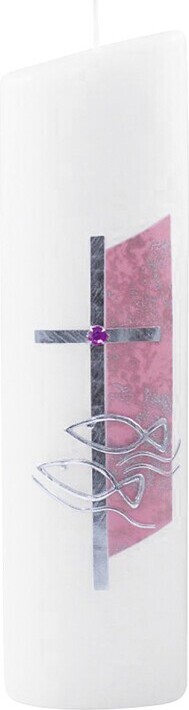 WIEDEMANN Taufkerze Ellipse H24cm Ø6,5cm rosa 167249.016