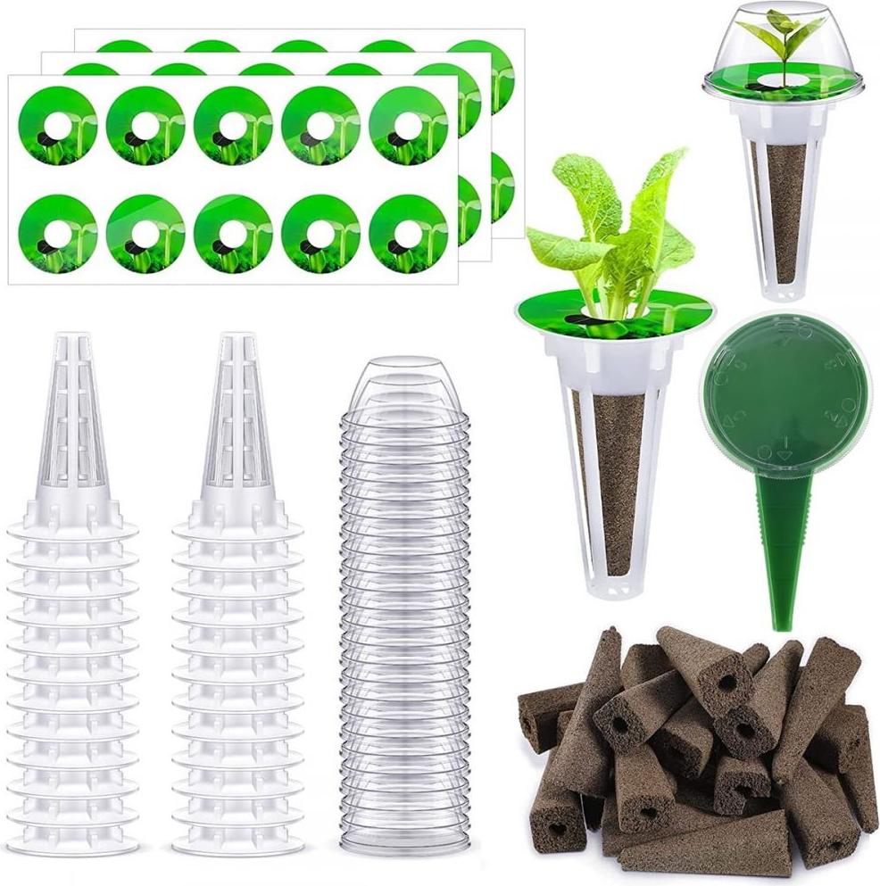 Einemgeld 97-teiliges Saatkapsel-Set für Aerogarden, Starter-Set für Pflanzensamen für hydroponische Indoor-Gartensysteme mit 30 Anzuchtkapseln, 24 Anzuchtkörben, 24 Kapseletiketten, 24 Anzuchtkuppeln, 1 T K-PCXJ-20251028-226