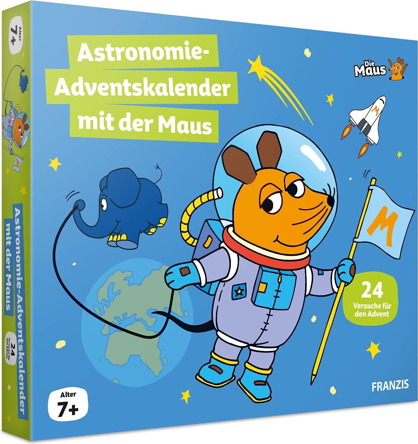 FRANZIS 67162 - Astronomický adventný kalendár s myšou, 24 adventných experimentov na objavovanie, bádanie a skladanie puzzle, pre deti od 7 rokov