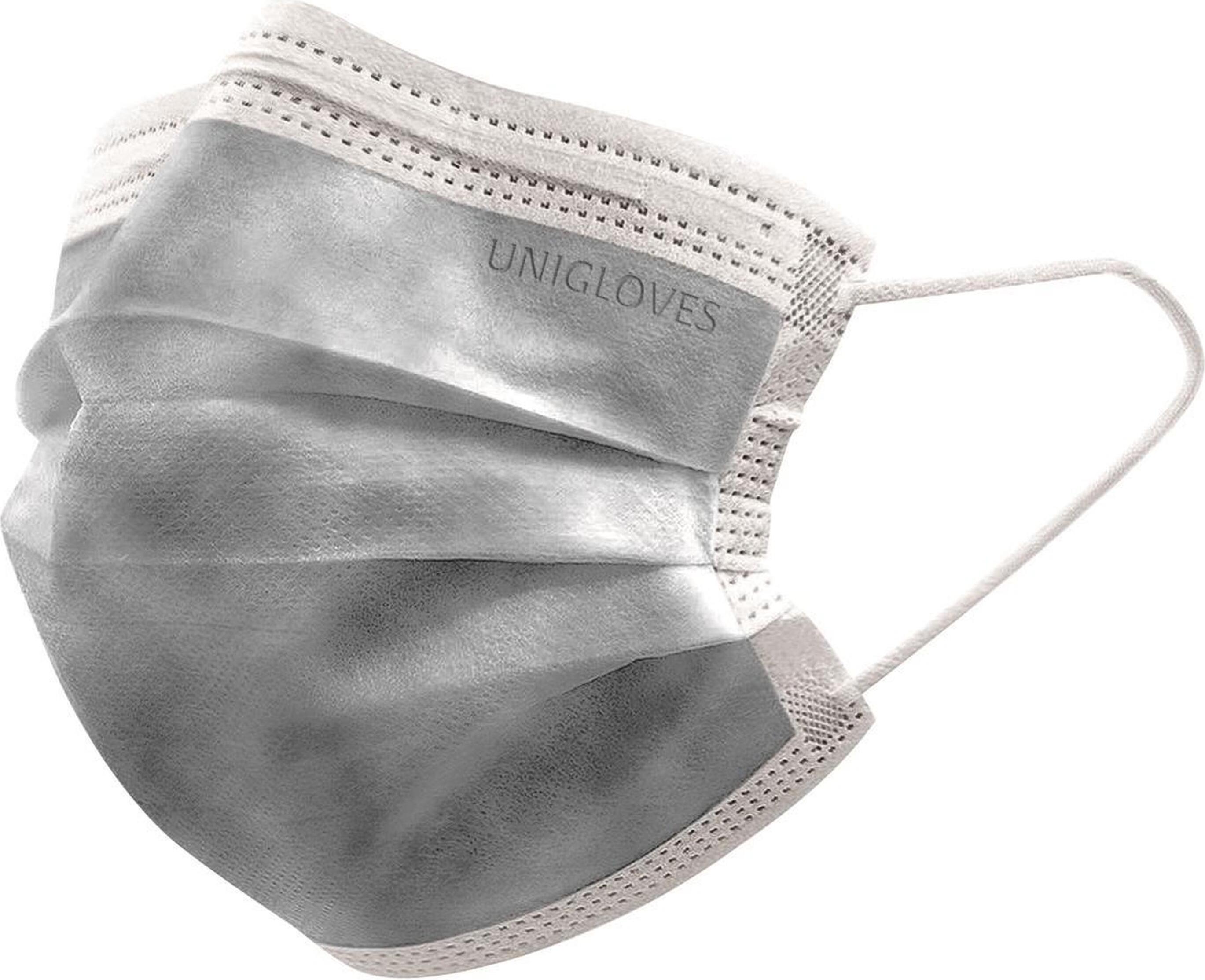 Unigloves OP- Mundschutz Profil Plus Typ II R - Gesichtsmaske 500 Stk - Typ II R - grau U2005-grey