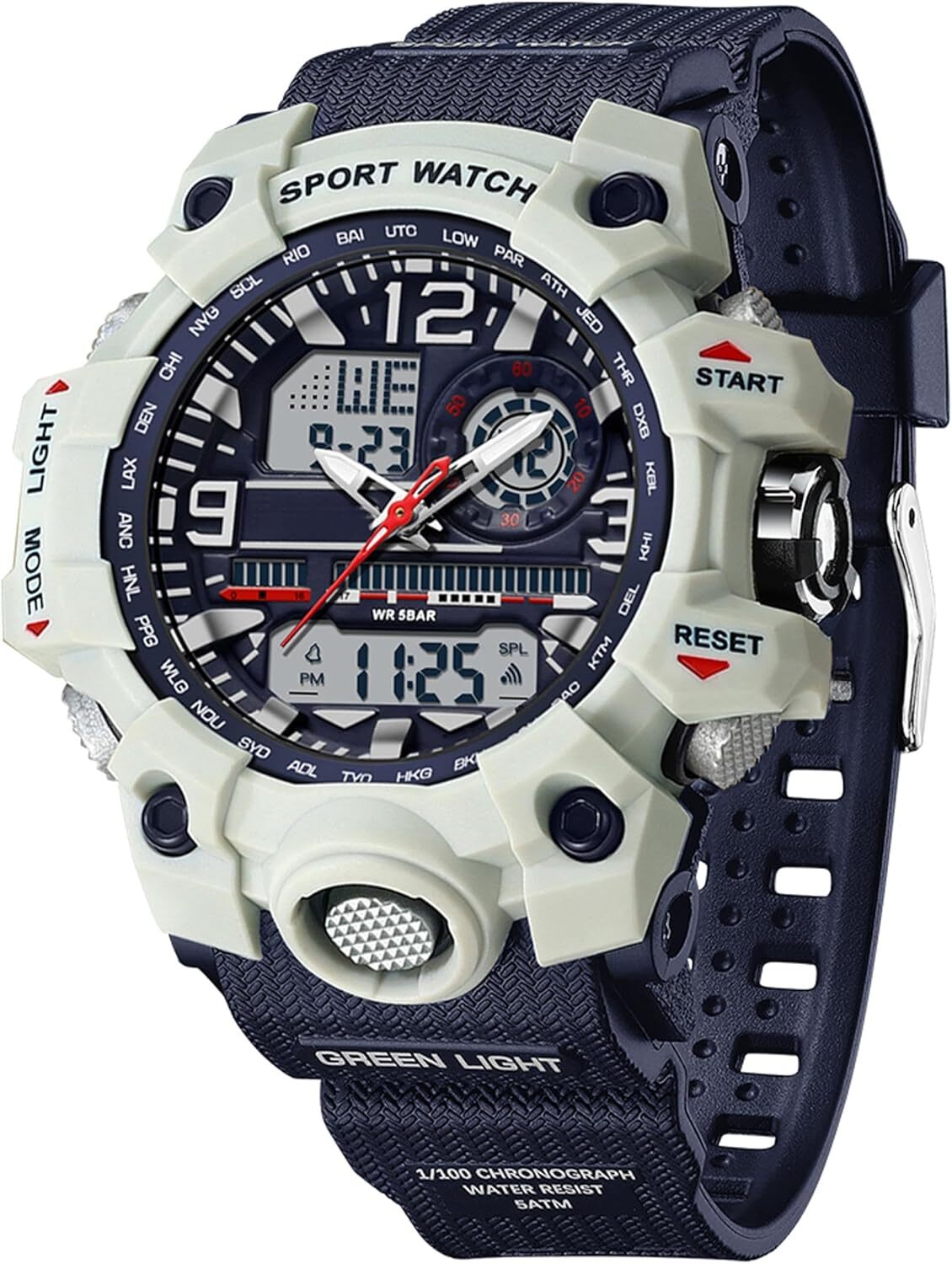 findtime Armbanduhr Damen Digital Sportuhr für Teenager Mädchen, Weiß Digitaluhr Analog Display Militär Wasserdicht Uhren Wasserbeständig bis 5 ATM