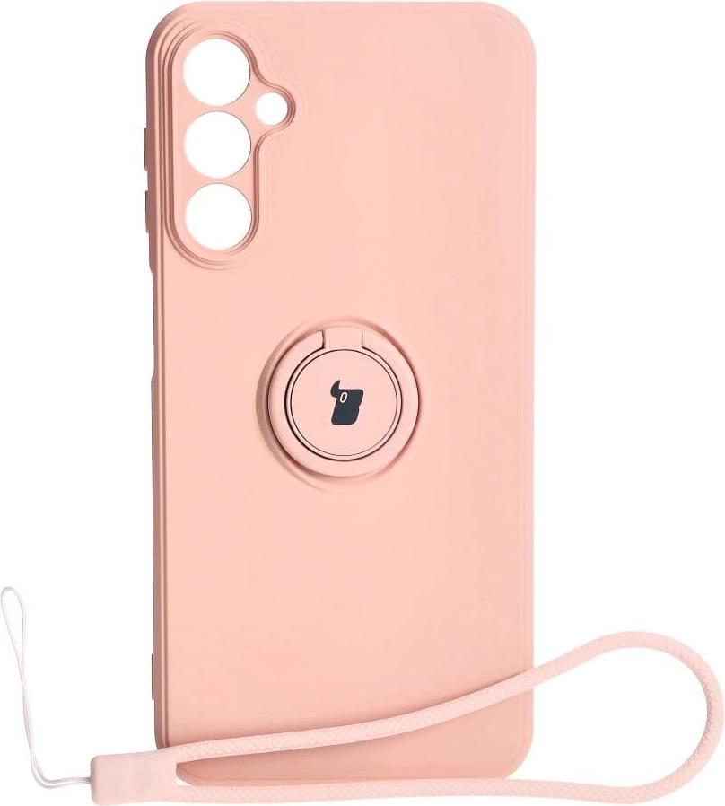 Ochranný kryt Bizon Case Silicone Ring Sq pre Samsung Galaxy A24, svetlo ružový, puzdro, kryt, puzdro na mobilný telefón, puzdro na mobilný telefón, puzdro na mobilný telefón, futeral