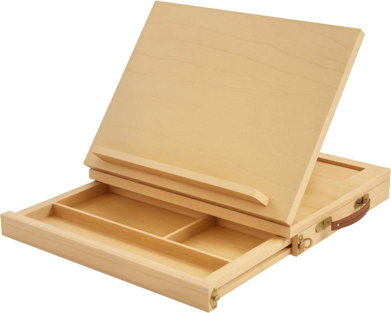 youjia Staffelei Kofferstaffelei Atelierstaffelei faltbar und winkelverstellbar mit Schublade aus Buchenholz Natur für kreative Projekte
