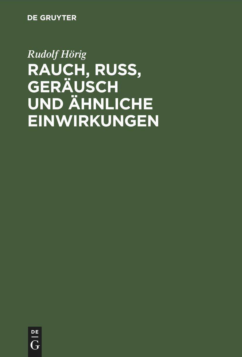 De Gruyter, Mercury Learning And Information Rauch, Russ, Geräusch und ähnliche Einwirkungen
