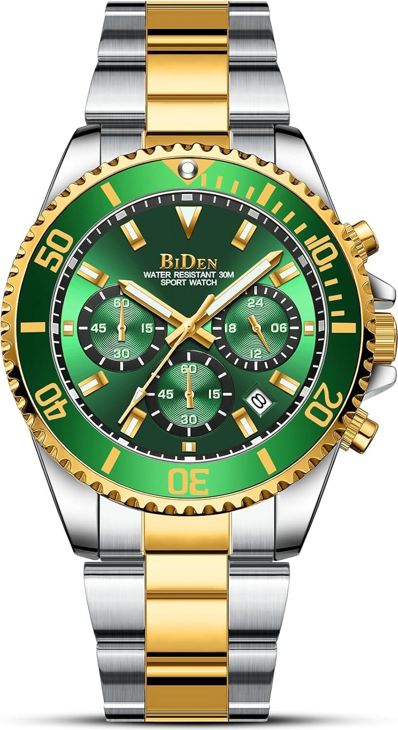 Herren Analog Quarz Uhr mit Edelstahl Armband BIDEN