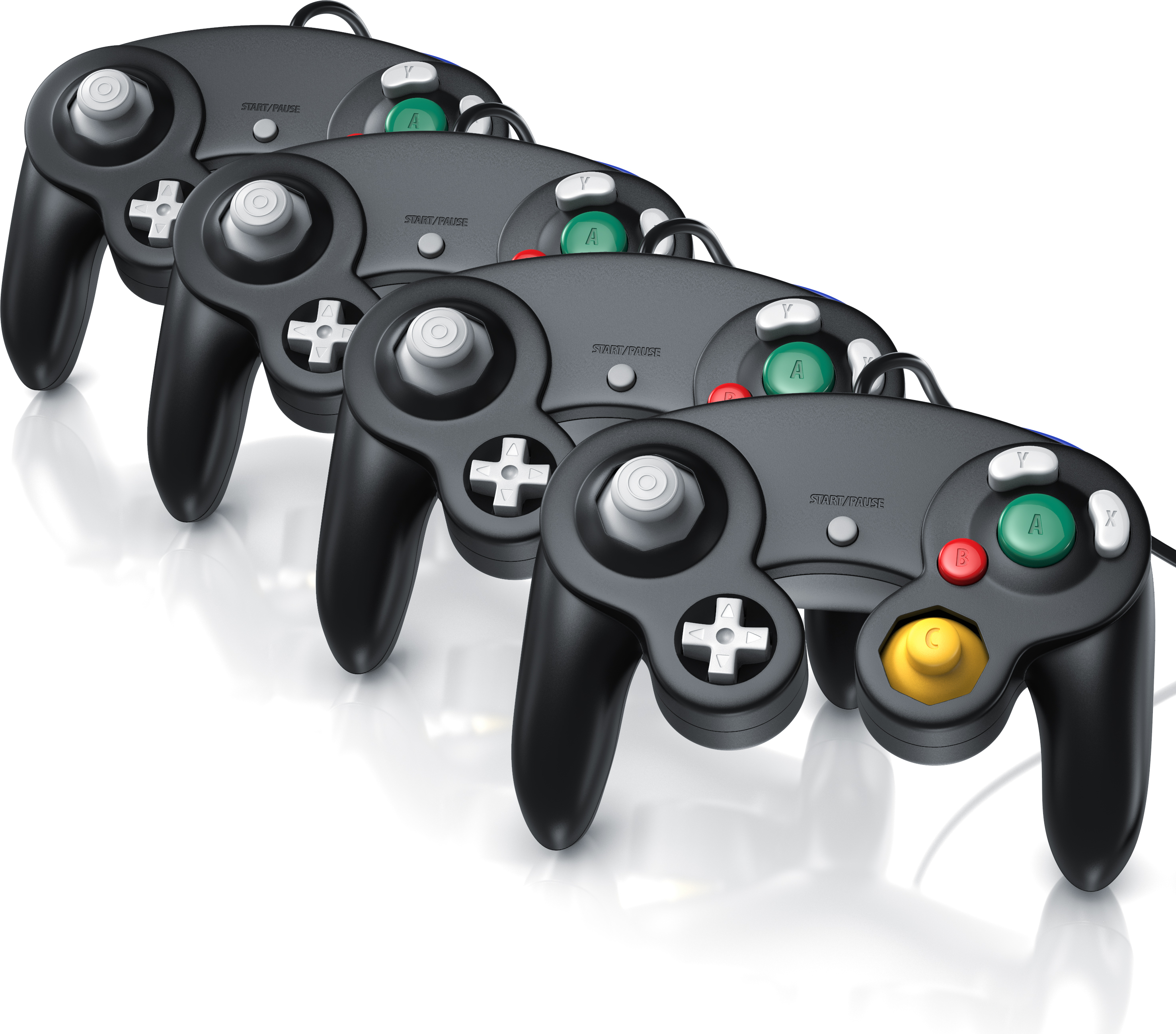 CSL 4x Nintendo-Controller, Gamepad für Nintendo GameCube / Wii Vibrationseffekte / ergonomisch 300619