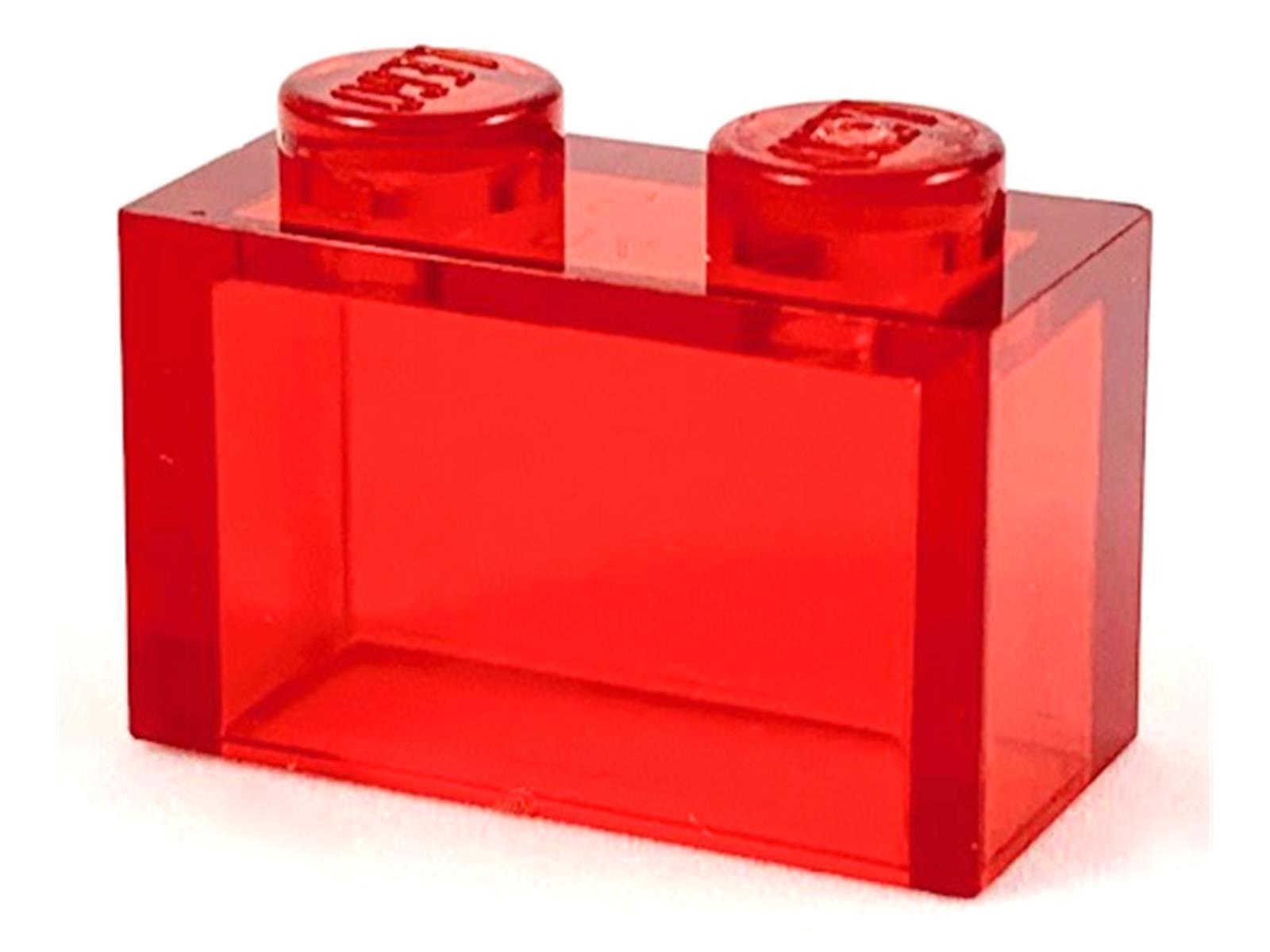 Lego® 1x2 kocky 3065 - 1 kus Transparentná červená