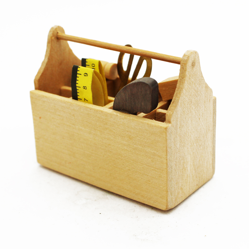 Zerodis Puppenhaus Miniatur Werkzeugkasten 1:12 – Holzbox Mit Metallwerkzeugen, Deko Für Puppenhäuser
