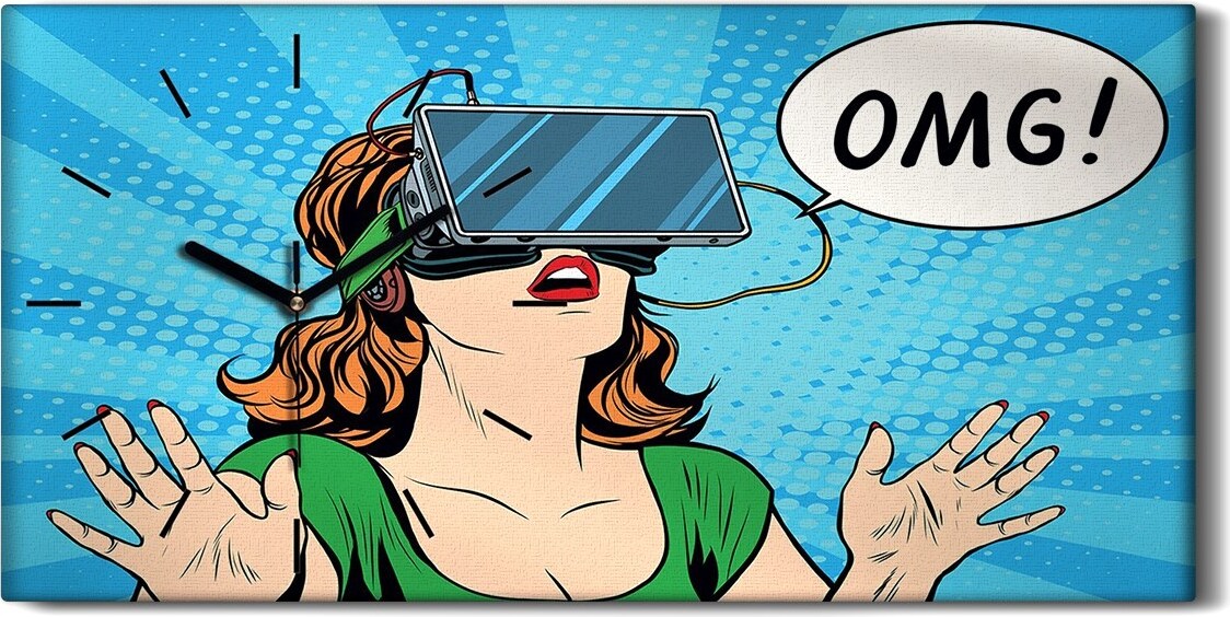 coloray Leinwand Wanduhr Wandkunst Uhr 60x30 Malerei Abstrakte VR Brillen Kunst - schwarze Hände 60x30-423066913-c