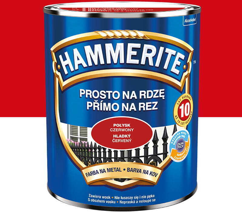 Hammerite Metallschutzlack, Rostschutzlack, Rot glänzend, 2,5l