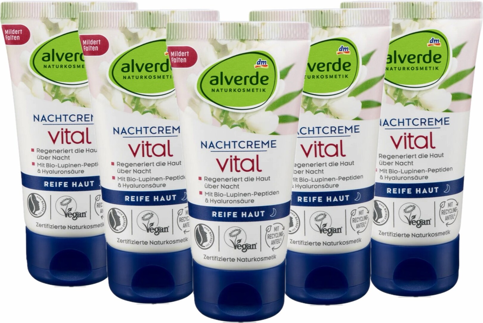 Dm-Drogeri markt 5 x alverde Naturkosmetik - Nachtcreme / Gesichtscreme Vital Bio-Lupinen-Peptide (5 x 50 ml) al-5432-5x